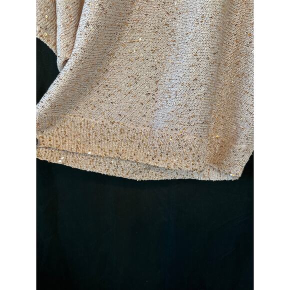 Boston Proper Metallic Gold Sequenced Light Weight Sweater S 90s Glam Holiday  - Picture 4 of 13